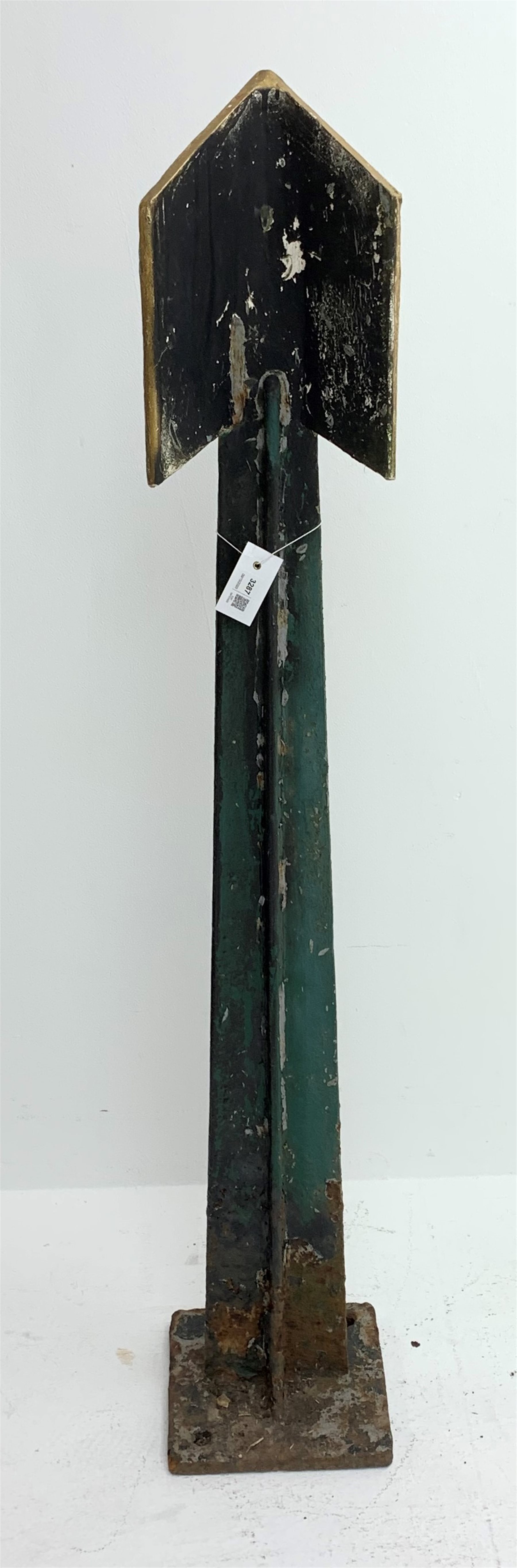 Railway cast-iron three-quarter mile pedestal marker with two-sided angular top, the pedestal cast '1892 GSWR Inchicore Works' H135cm