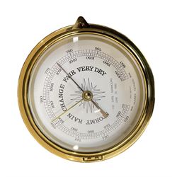 Bulkhead style quartz battery operated clock and barometer
