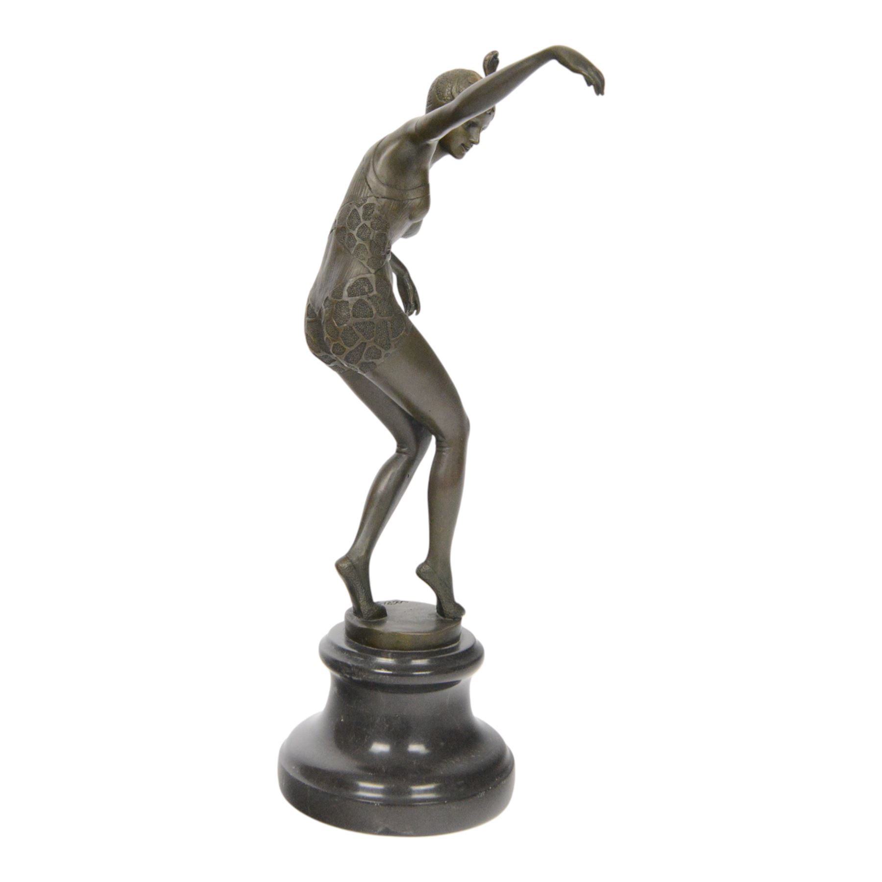  Art Deco style bronze figure of a dancer, upon a socle base, H37cm