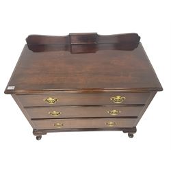 Waring & Gillow - Georgian design mahogany chest, shaped raised back, fitted with three graduating drawers, raised on cabriole feet