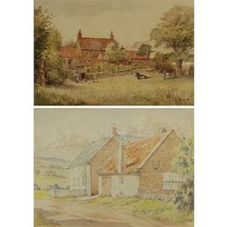 Albert Thomas Pile (British 1882-1981): 'The Old Smithy Newholm' near Whitby, watercolour signed, titled and dated 1958 verso 19cm x 26cm; A Major (British 19th century): Feeding Chickens, watercolour signed 17cm x 27cm (2)