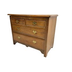 Late 19th century walnut chest, fitted with two short and two long drawers, moulded uprights