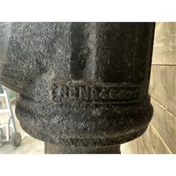 19th century cast iron water pump, lion crest with registration mark