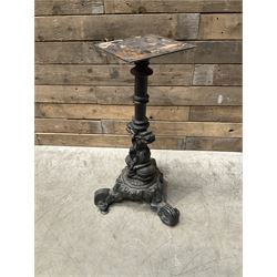 Cast iron Britannia circular pub table, and two pedestal cast iron bases (3)