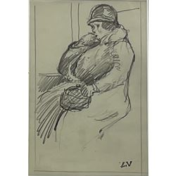 Louis Valtat (French 1869-1952): Portrait of a Lady, pencil artist's stamped initials 17cm x 11cm
