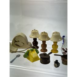 1930's dolls house accessories, including jugs, clocks, candlesticks etc   