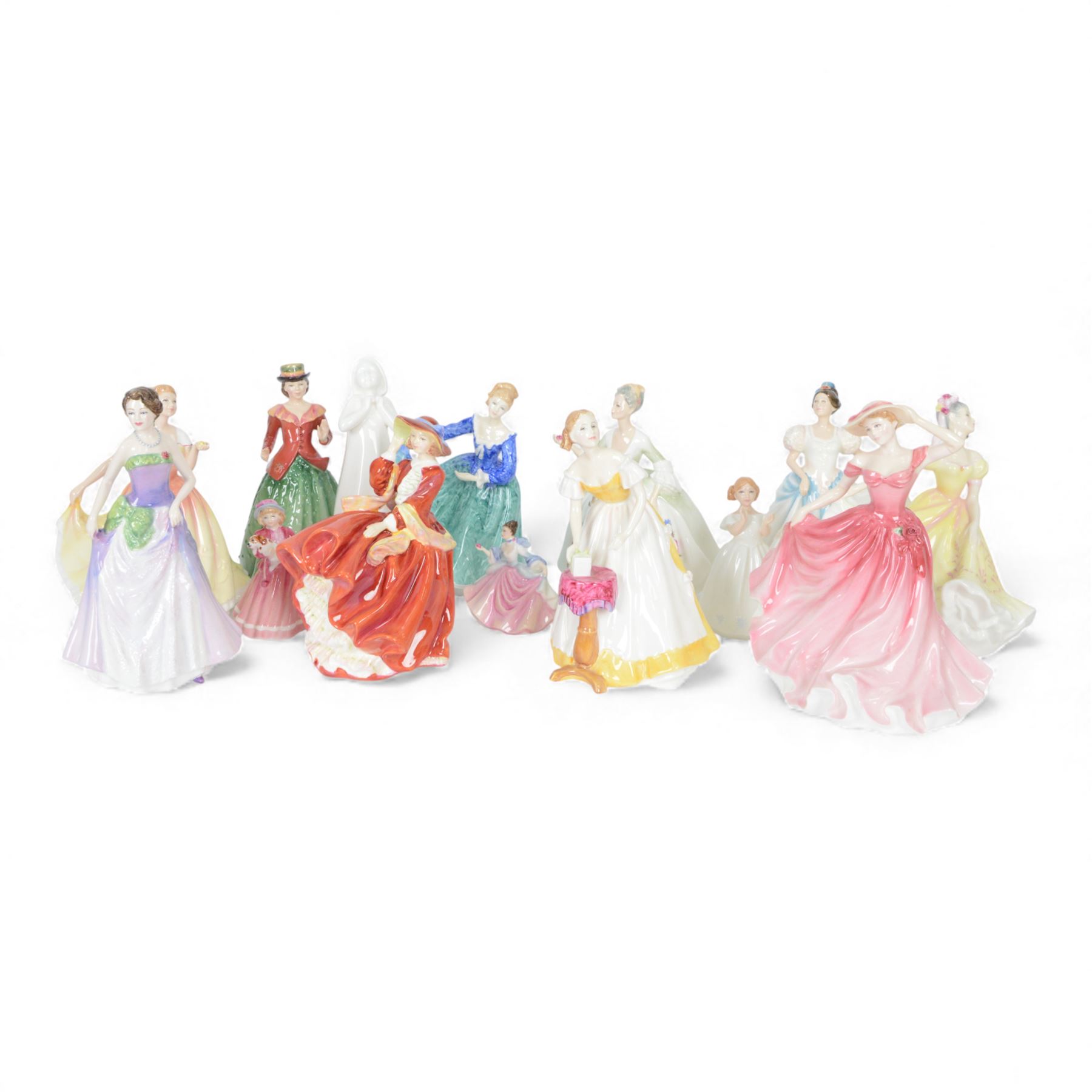 Fourteen Royal Doulton figures, including Deborah, Janette, Jessica, Top of the Hill etc 