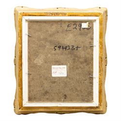 Continental School (20th Century): Dutch Street Scene, oil on panel indistinctly signed 29cm x 39cm; Naive School (20th Century): Girl with Water Jug, oil on board unsigned 26cm x 21cm (2)