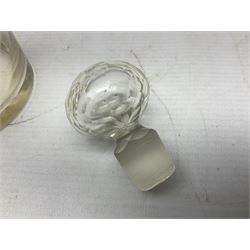 Three Victorian apothecary chemist bottles complete with labels and glass stoppers, H22cm