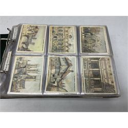 Three modern loose leaf albums containing a large quantity of cigarette and trade cards by Wills, Players, Godfrey Phillips, Brooke Bond, Gallahers, Senior Service, R.&J. Hill, etc including photographic and printed views, military and aircraft, jockeys and horses, natural history, hunting etc (3)