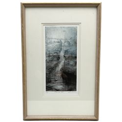 Paul Ritchie (Scottish 1948-): 'Sutherland Falls', limited edition colour etching signed in pencil and numbered 7/50, 30cm x 15cm 
