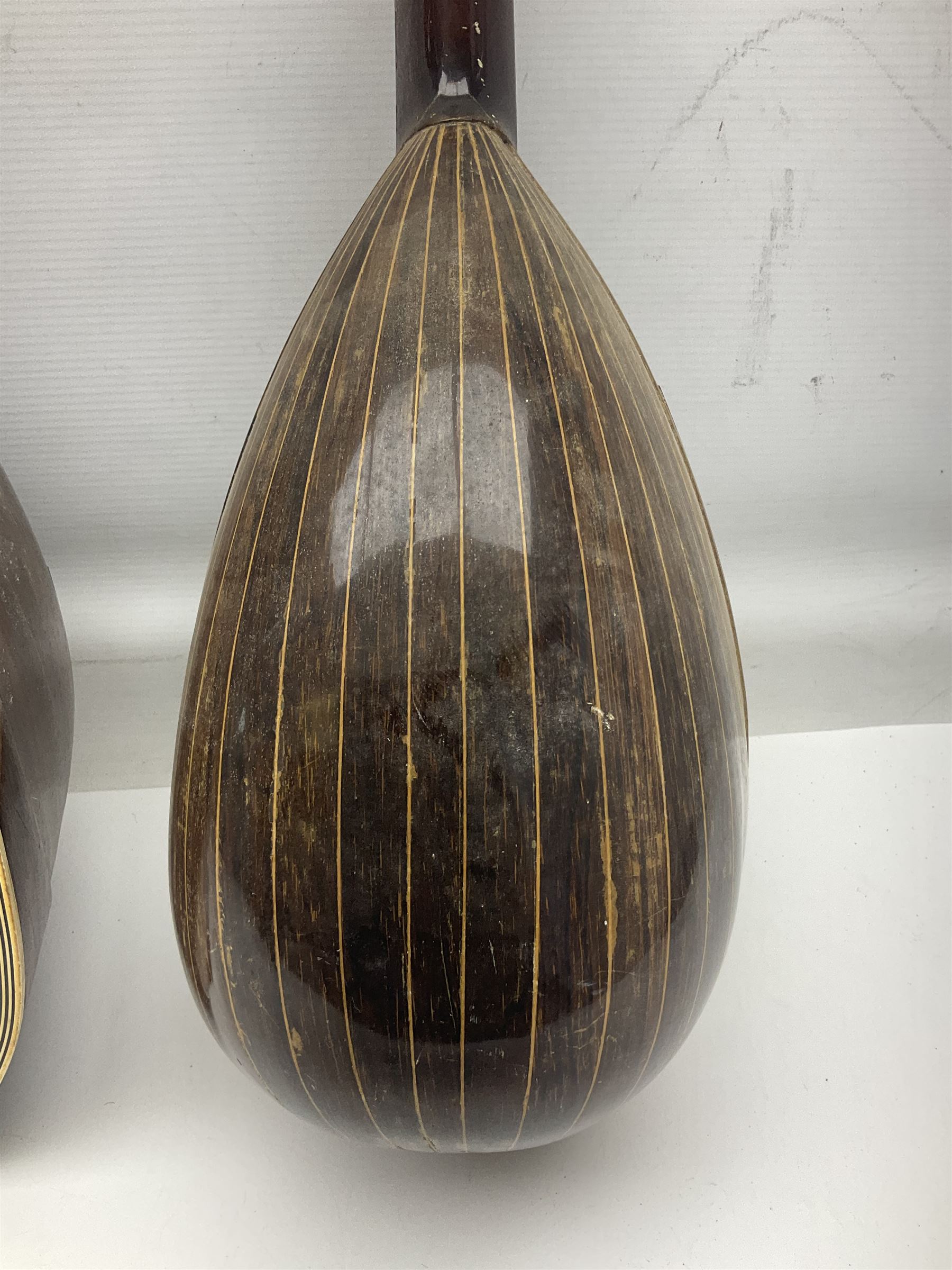 Italian bouzouki type long necked mandolin with segmented lute back and