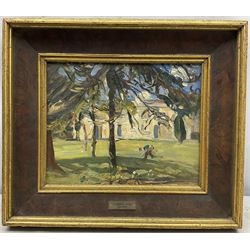 Florence Adelina Hess (Staithes Group 1891-1974): 'Under the Trees', oil on panel unsigned 21cm x 26cm 
Provenance: exh. Phillips & Sons, Marlow, June 1980, label verso