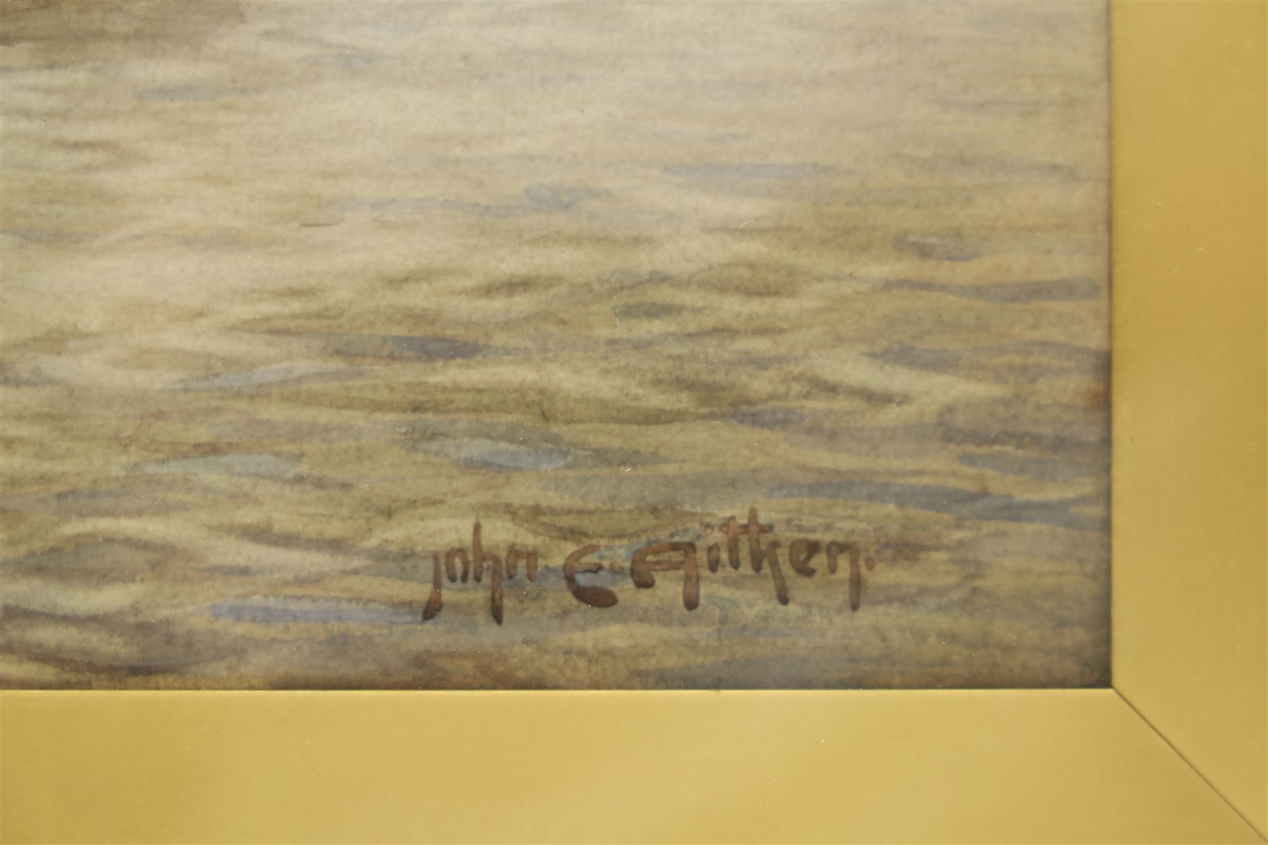 John Ernest Aitken (Scottish 1881-1957): 'Off to Peterhead - Anstruther Fife', watercolour signed, titled on Chas. Rowley and Co 1910 Ltd label verso 33cm x 49.5cm