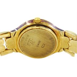 Bueche Girod ladies 9ct gold quartz wristwatch, with integral 9ct gold bracelet, London import mark 1993