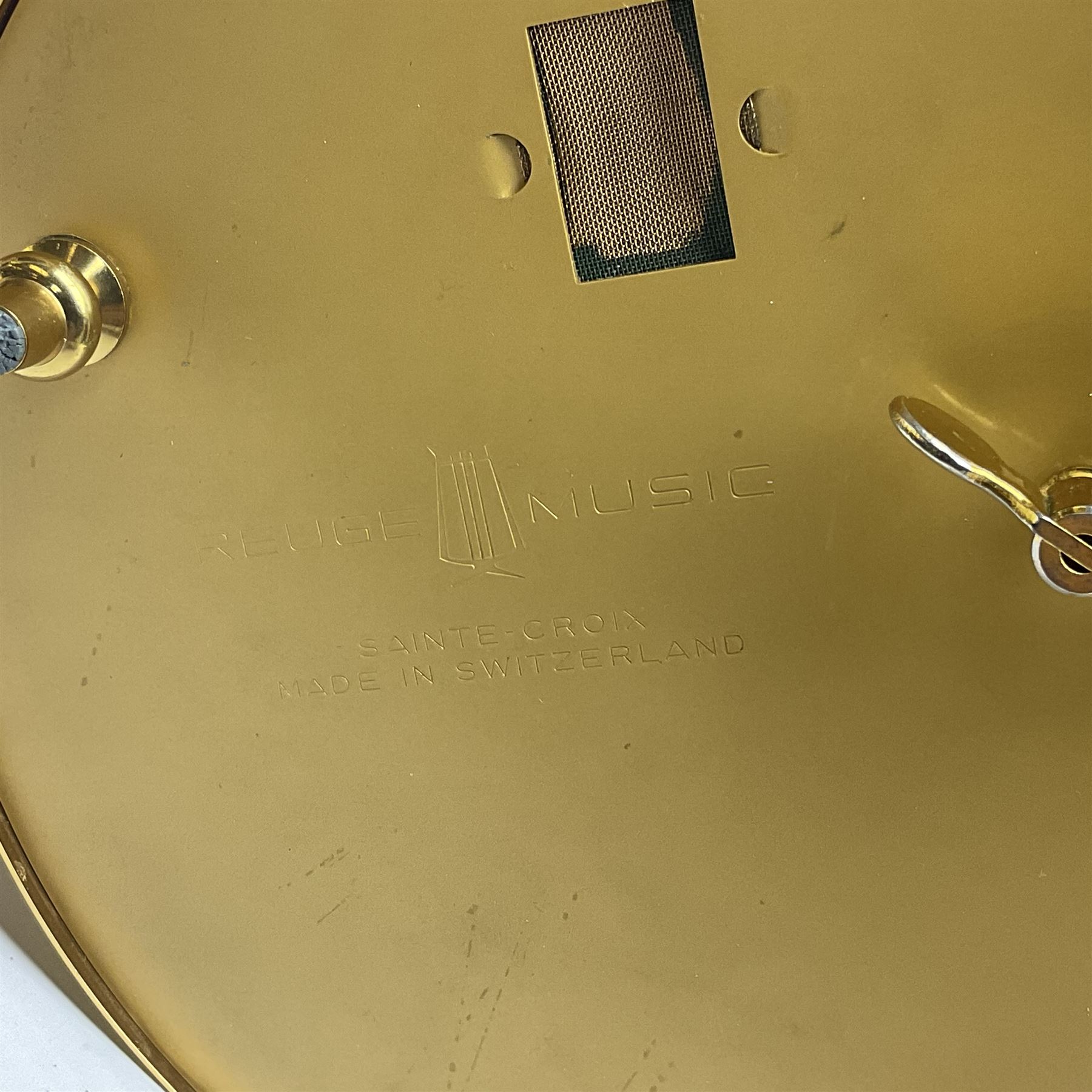 Swiss Reuge Music bird cage automaton music box, the bird with articulated head and beak, in a gilt brass cage, with a glass dome and stand, H30cm