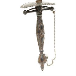 19th century French court sword, the triangular blade with floral and scroll decoration, cut steel hilt and oval guard, blade length 85cm