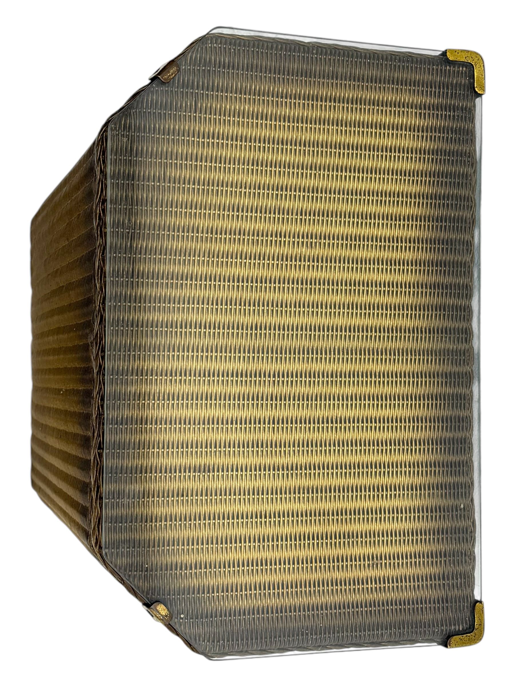 Lloyd Loom - mid-20th century 'Lusty' wicker laundry basket, hexagonal form with gilt painted finish, hinged top with glass insert