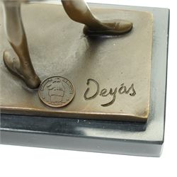 After Edgar Degas - Bronze figure of a ballerina 'La Petite Danseuse de Quatorze Ans' with signature and foundry mark on rectangular base H19cm