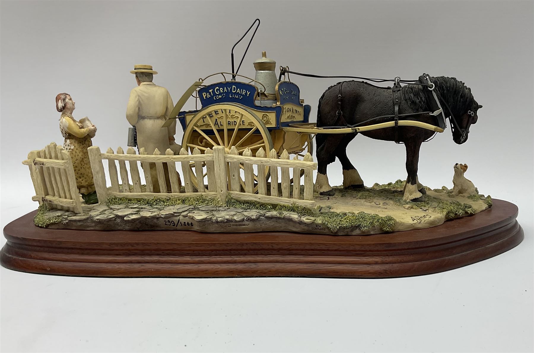 Border Fine Arts limited edition figure, Daily Delivery, model no JH103 by Ray Ayres 299/1500 on a wooden base L39cm, with certificate of authenticity. 