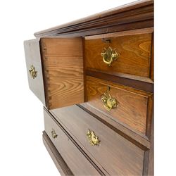 Edwardian walnut chest, moulded rectangular top over seven drawers, plinth base