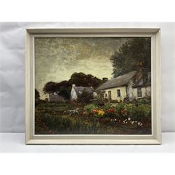 Alexander Brownlie Docharty (Scottish 1862-1940): Crofter's Garden, oil on canvas signed 62cm x 75cm