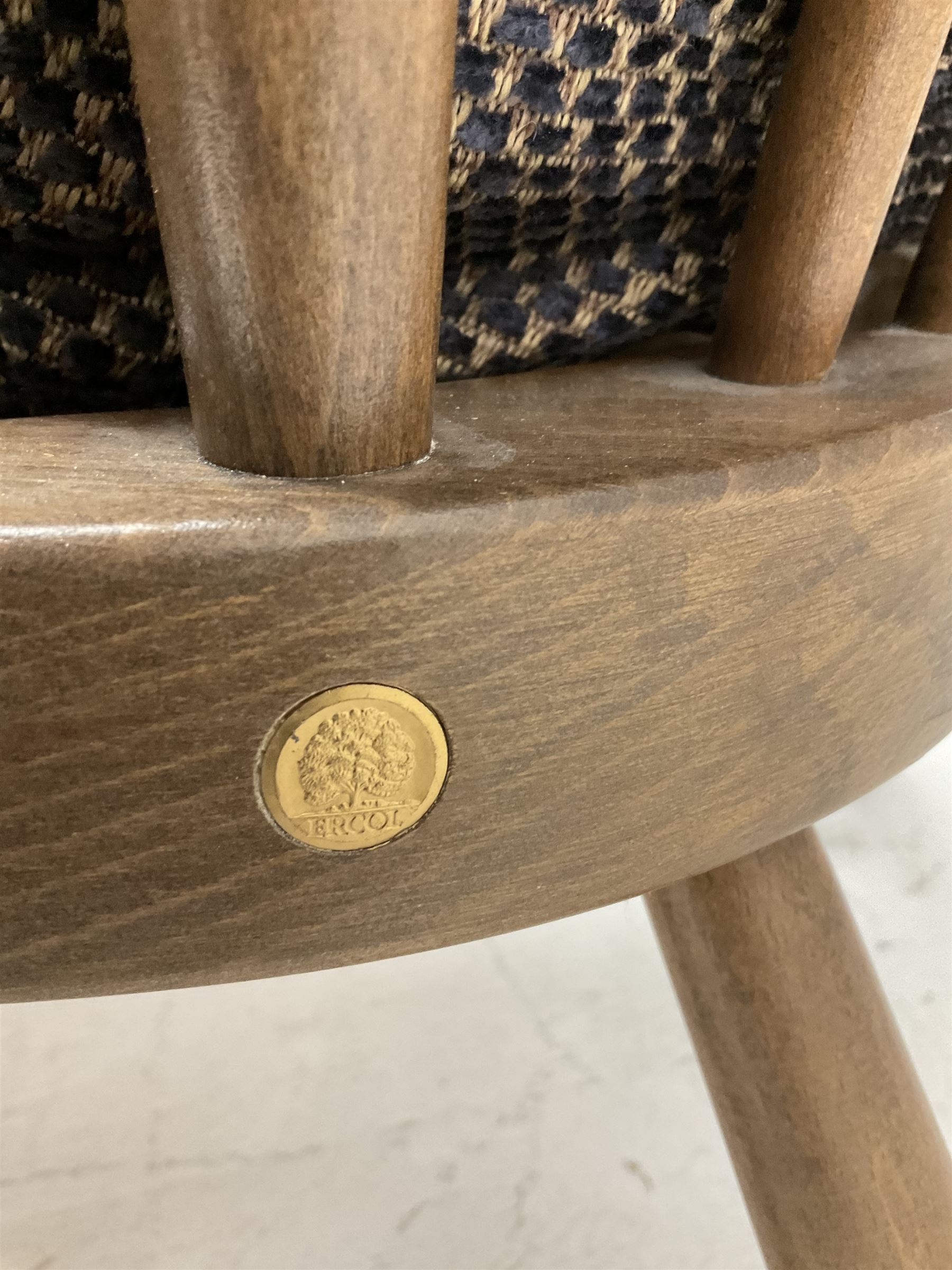 Ercol Evergreen high back easy chair, upholstered back and seat cushion