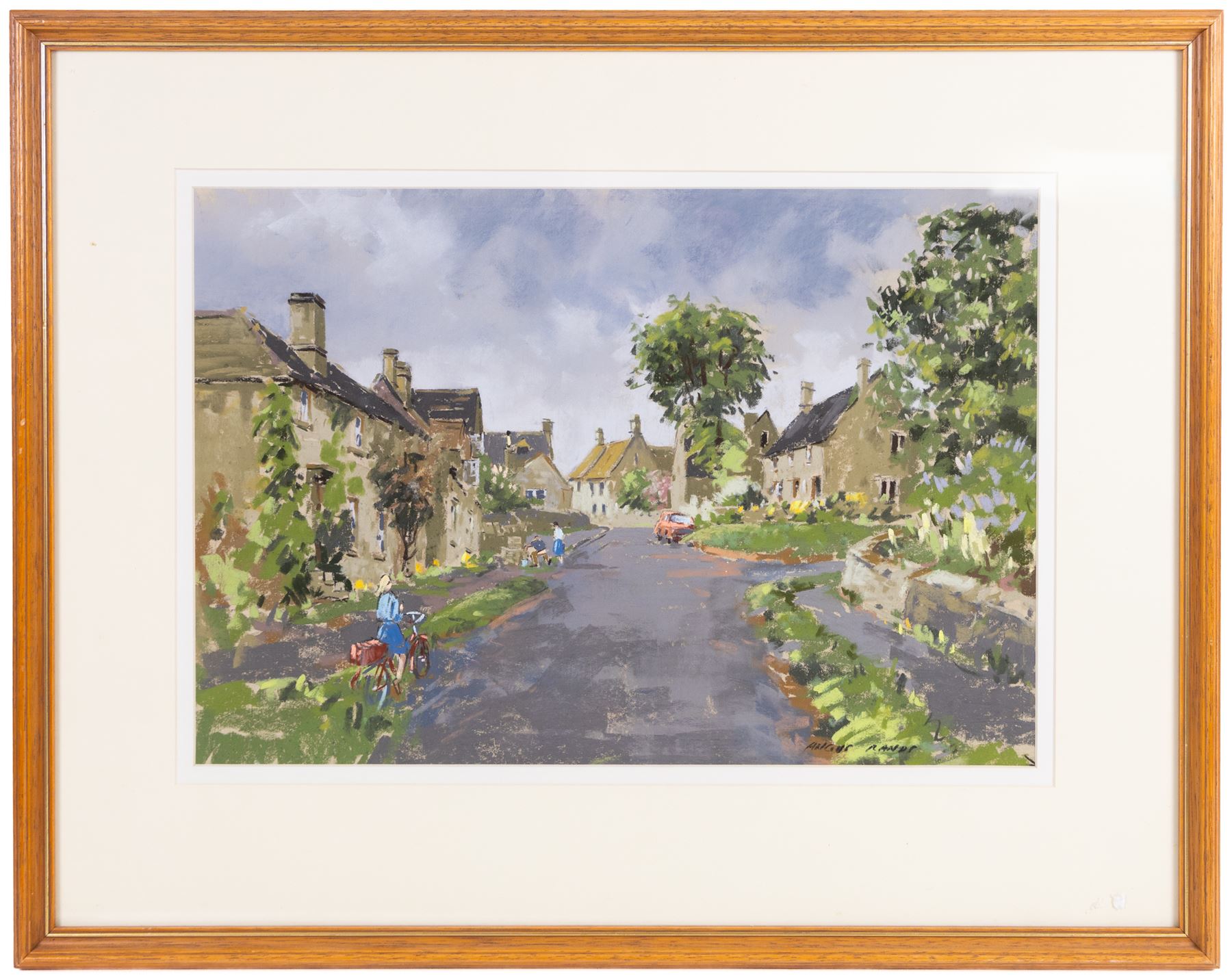 Angus Bernard Rands (British 1922-1985): Village Haystacks and Trees, three pastels signed, largest 44cm x 70cm (3)
