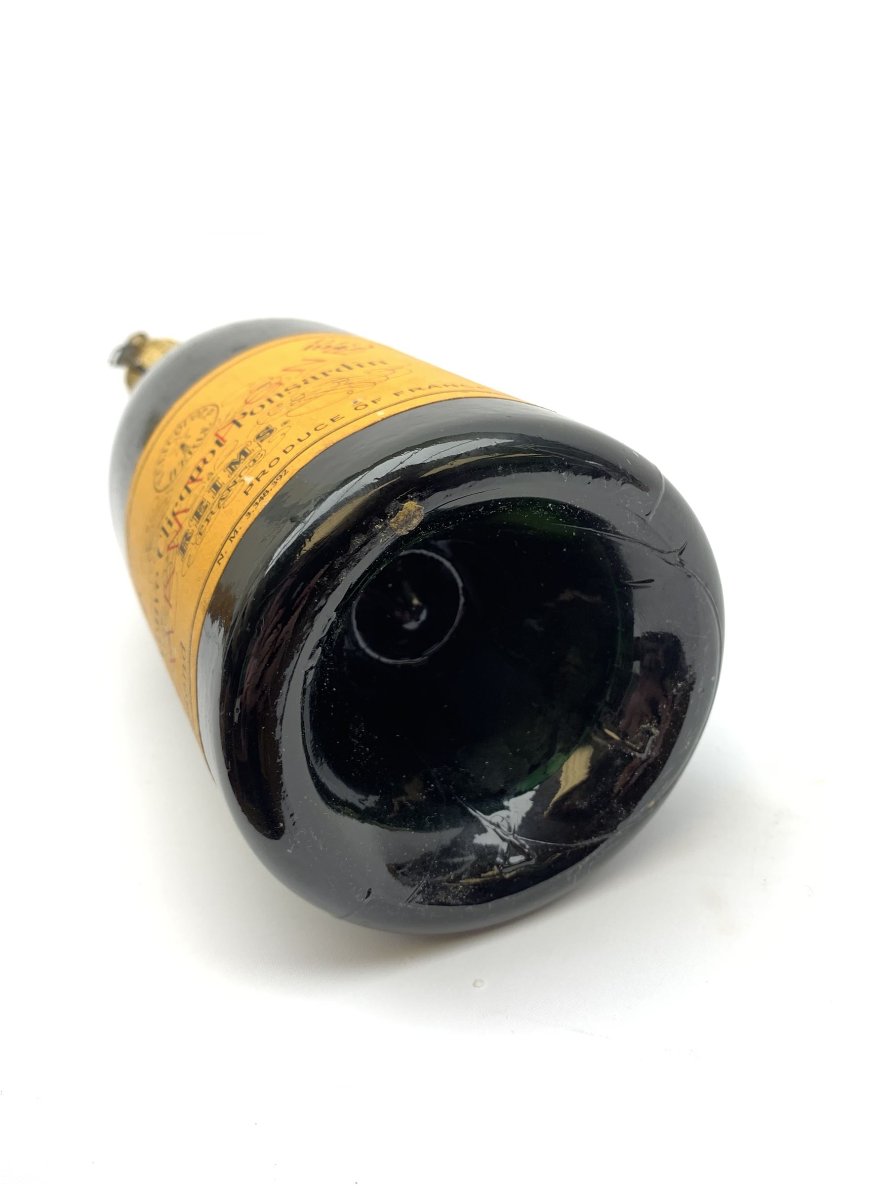 One bottle of Veuve Clicquot Ponsardin 1947 dry champagne, foil seal partially damaged, level below label