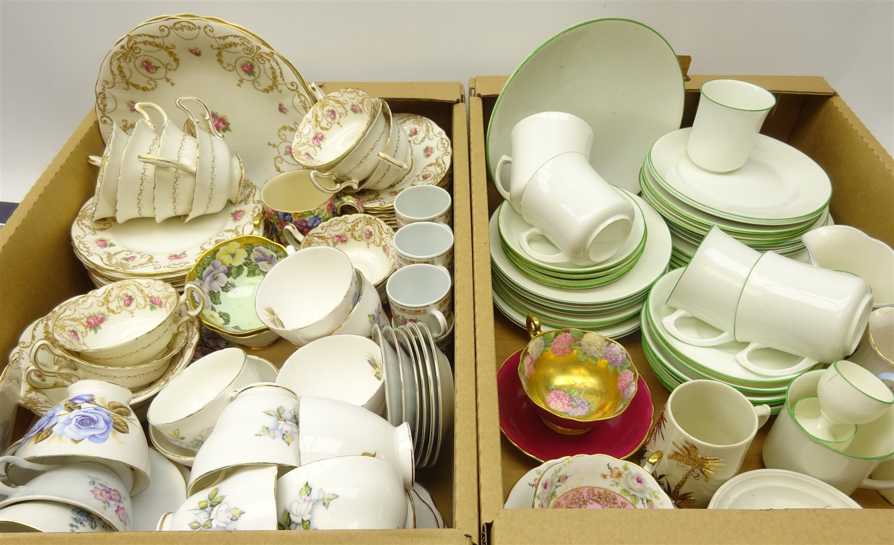 Royal Doulton tea set for twelve no. E3321, Paragon cup & saucer, with gilt interior, Duchess