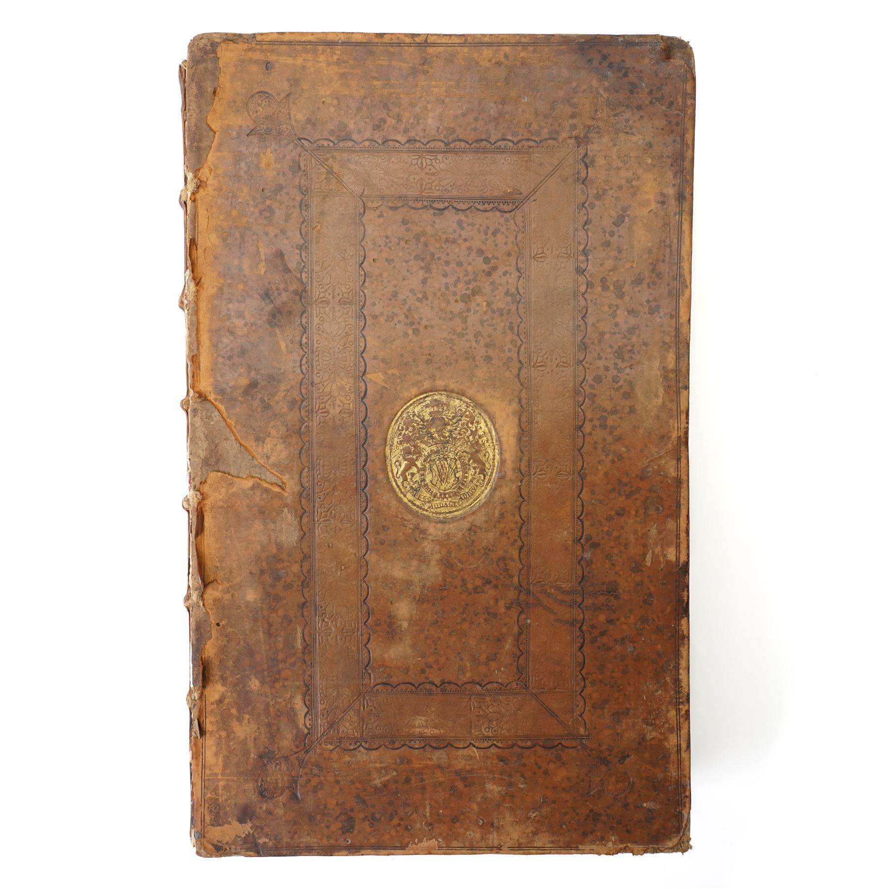 William Camden (British 1551-1623): 'Britannia: or a Chorographical Description of Great Britain and Ireland Together with the Adjacent Islands', complete first edition folio (41cm x 26cm), edited by Edmund Gibson, London: Printed by F. Collins for A. Swalle; and A. & J. Churchil, 1695, with engraved portrait of the author, fifty maps and nine engraved plates with text-illustrations, contemporary full panelled calf binding