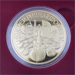 Austria 2014 gold proof two coin set, comprising one ounce fine gold one-hundred Euro and quarter ounce fine gold twenty-five Euro coins, cased with certificate