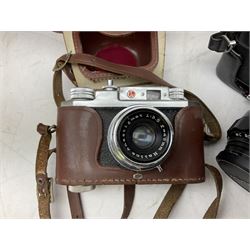 Minolta SRT101 camera, together with Halina camera, Fujifilm DX-8, Canon digital IXUS 1001S and other cameras and accessories 