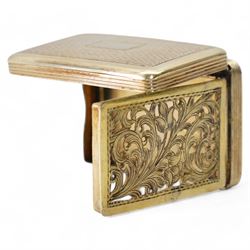 Victorian silver gilt rectangular vinaigrette with engine turned decoration and vacant cartouche Birmingham 1840 Maker William Simpson