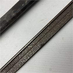WWI Remington Pattern 1913 bayonet, the 43cm fullered blade with various marks to the ricasso including date code 11 16; in leather covered scabbard with various stamps including JWB 17 L58cm overall; and a French Model 1866 sabre bayonet (no scabbard)
