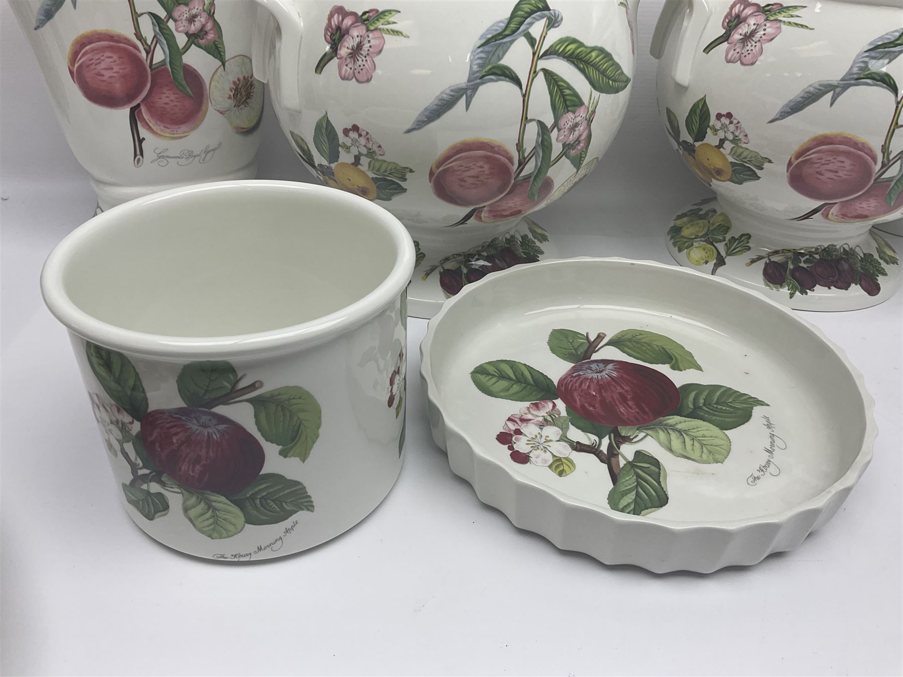 Three Portmeirion soup tureens with covers and ladles, together with vases, large bowls and other Portmeirion items