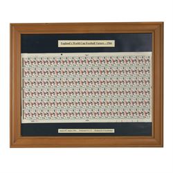 Reconstructed sheet of 240 Queen Victoria penny red stamps, and a Queen Elizabeth II 1966 'England Winners' full sheet of four pence stamps, both framed (2)