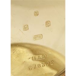 Early-mid 20th century 9ct gold open face Vanguard keyless lever pocket watch by Waltham, Massachusetts, No. 29455279, white enamel dial with Arabic hour markers and subsidiary seconds dial, case by Dennison, Birmingham 1940, in velvet and silk lined case