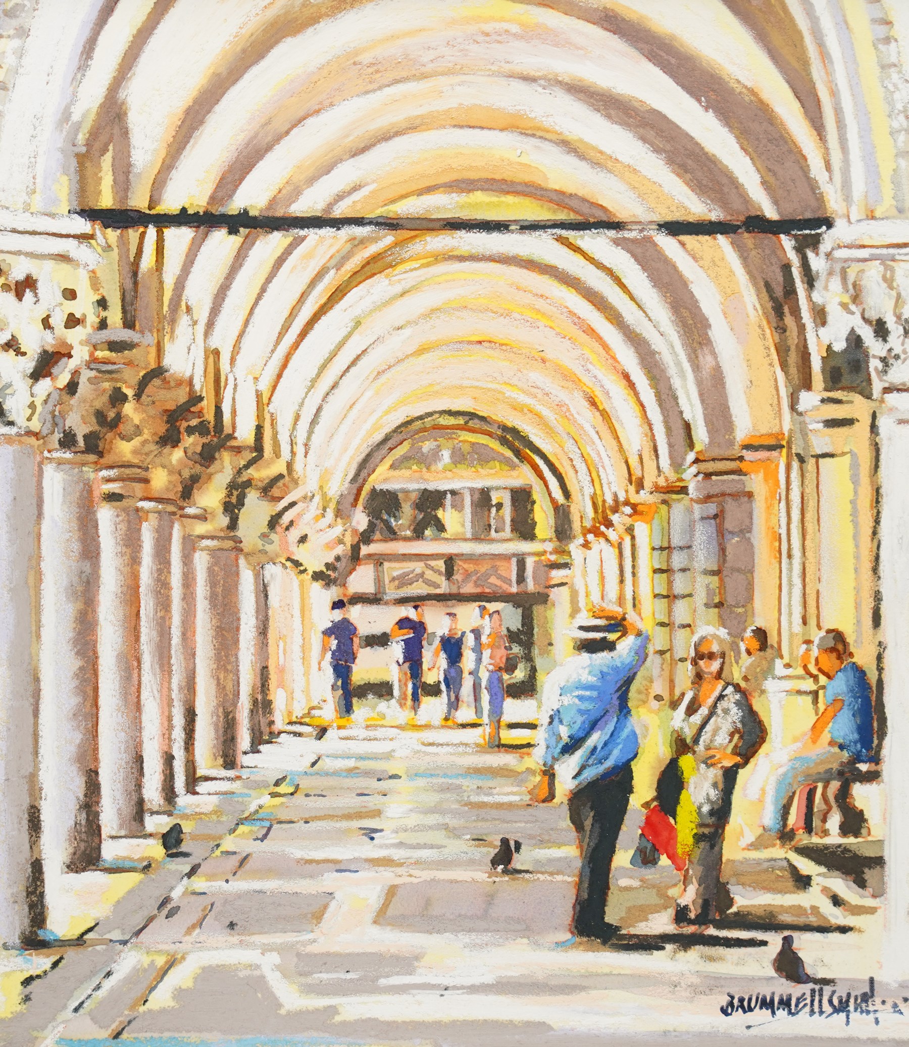 Tony Brummell Smith (British 1949-): 'Ciao Bella - The Doges Palace Arches Venice', oil pastel signed, titled and dated 2009 verso 30.5cm x 27cm