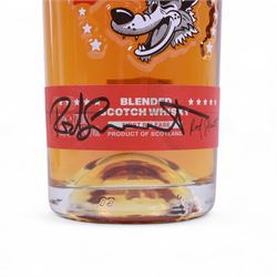 Signed bottle of Rod Stewart edition Wolfie's blended scotch whisky, together with Rod Stewart memorabilia, including first edition of his autobiography, colour photograph and two 7 inch singles