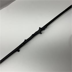 Victorian trap/coaching whip, principally in blackened thorn wood, with a silver cap engraved 'Marmaduke Furness Esquire Nov 1st 1904', hallmarked London 1900, makers mark AC, L173cm 