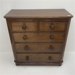  Victorian mahogany chest, two short and three long drawers, W102cm, H106cm, D46cm  