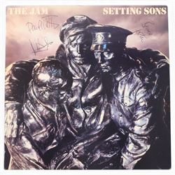 The Jam 'Setting Sons' vinyl record, signed to the front of the sleeve by Paul Weller, Bru...
