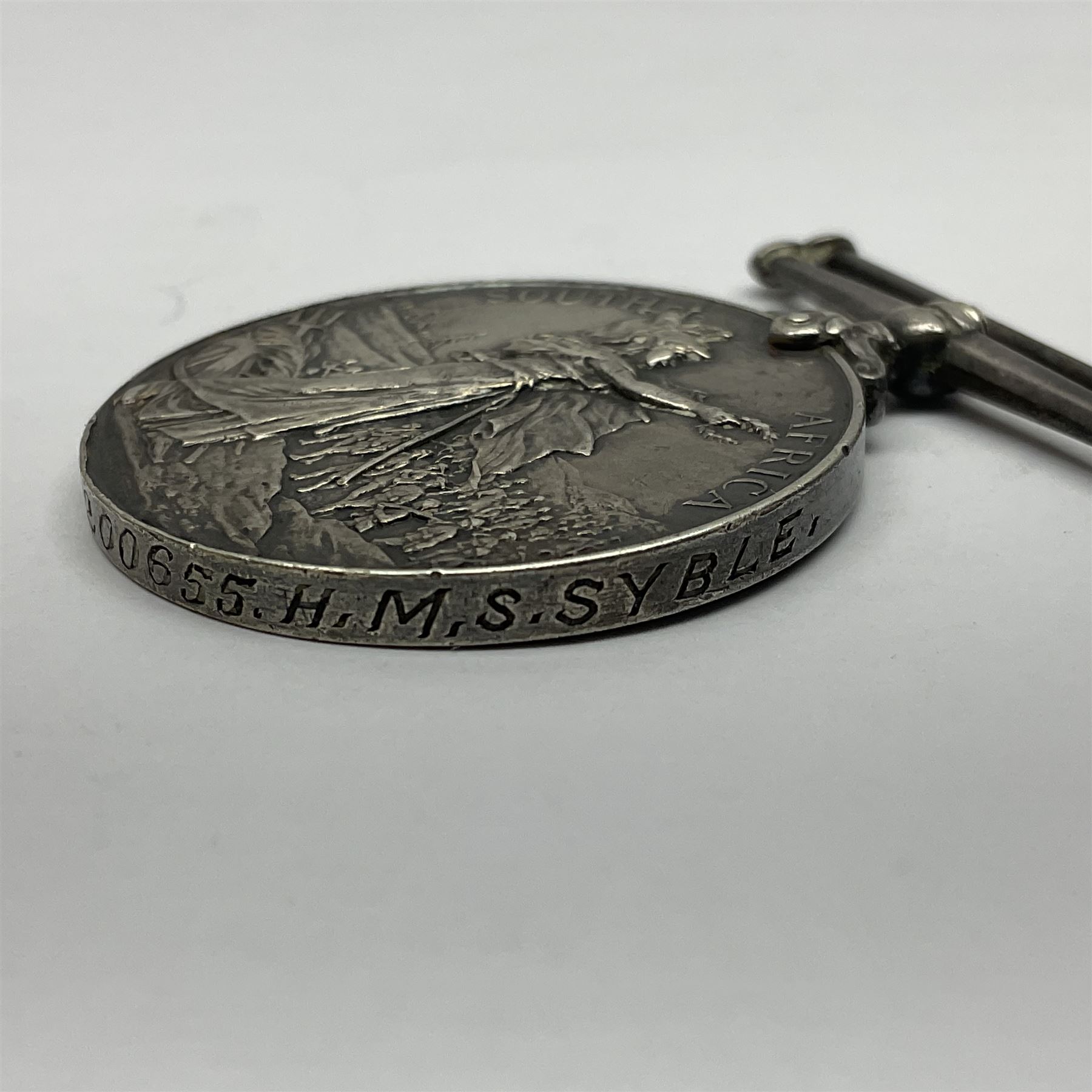 Victoria Queens South Africa medal awarded to W.C. Yates A.B. 200655 H.M.S. Syble