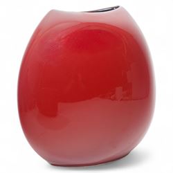 Poole pottery purse vase decorated in the Odyssey pattern, Odyssey pattern fern pot D17cm and a Poole Peacock pattern fern pot D19cm (3)