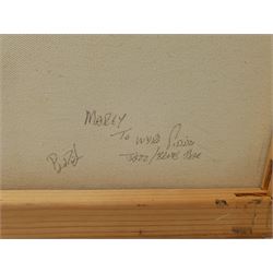 Peter J Bailey (British 1951-): Jazz Series - Bob 'Marley', oil on canvas signed and inscribed verso 100cm x 100cm (unframed)