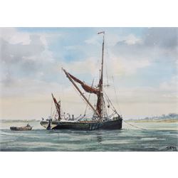 Jack Rigg (British 1927-2023): Thames Sailing Barge 'Dawn', ink and watercolour signed and...