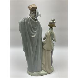 Lladro figure, Pregonero modelled as a messenger and drummer, no 1086, year issued 1969, year retired 1975 H38cm