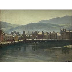 Frederick (Fred) William Elwell RA (British 1870-1958): 'Ramsey Harbour Isle of Man', oil on panel signed, titled verso 28cm x 38cm