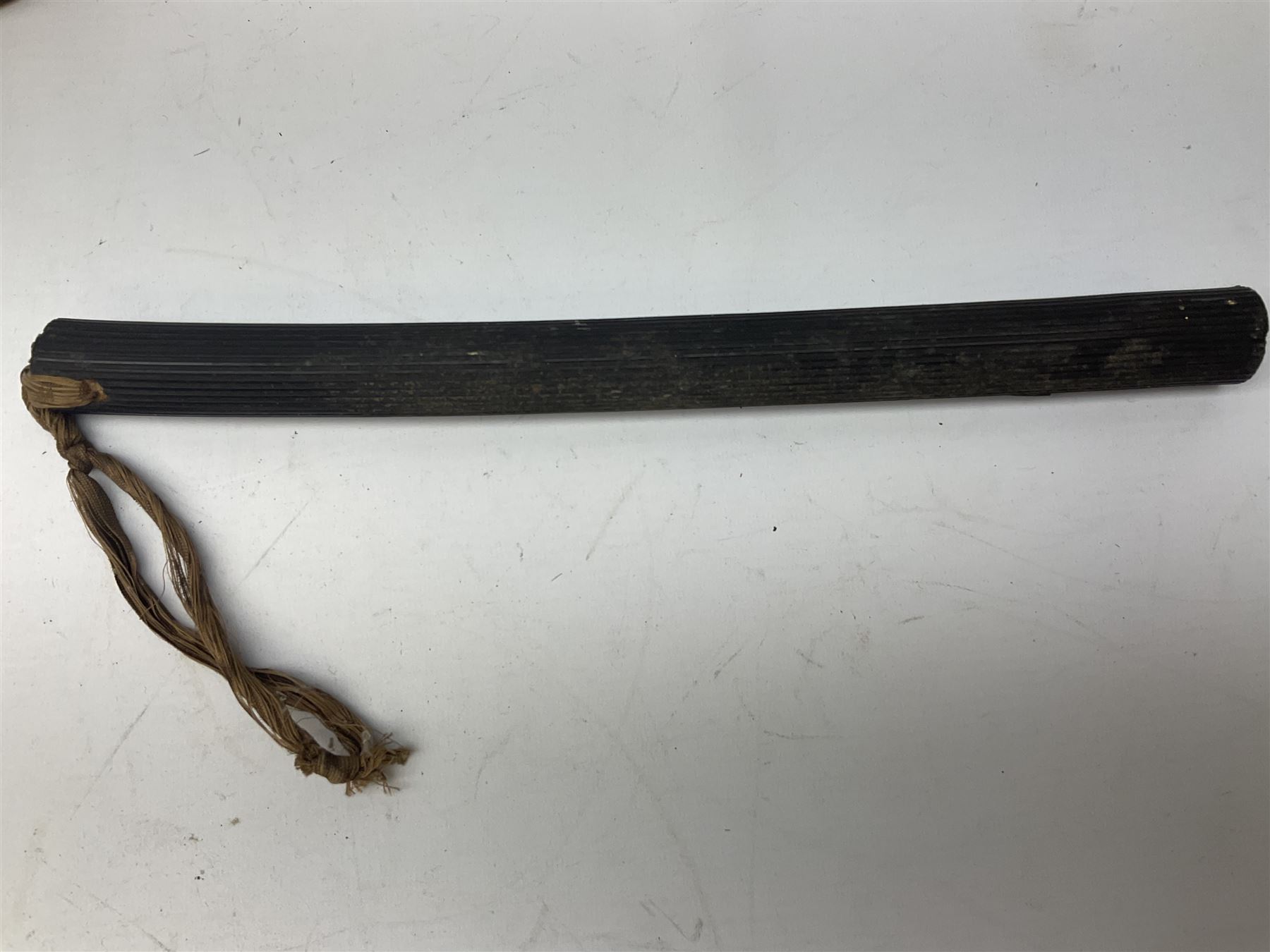 Miscellaneous items including two native ceremonial maces; steel spear head; pair of chrome plated spurs by Geo. Parker & Sons; WW1 French & Son marching compass leather case; scissor action bullet mould etc